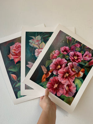 SET 3 Bird and Flower Fine Art Prints
